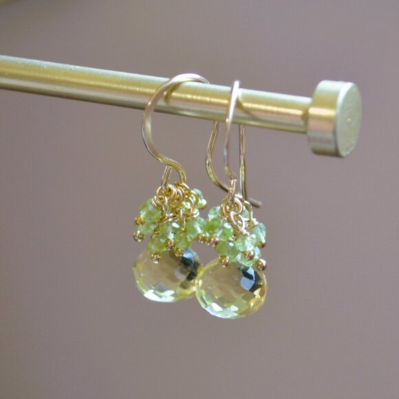 livjewellery Jewelry - Lemon Quartz Earrings with Peridot Gemstones